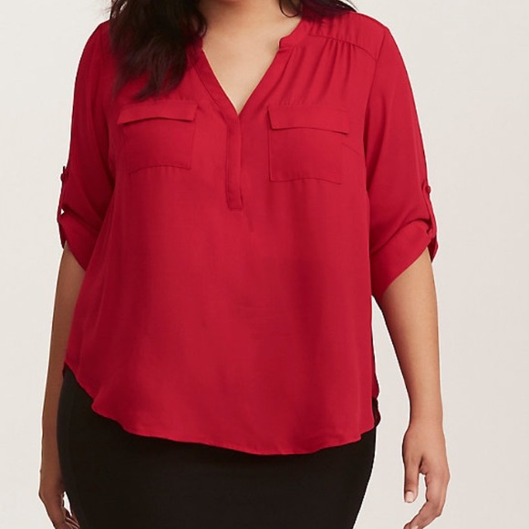 torrid Tops - Torrid Harper Red Georgette Pullover Blouse sz 2x